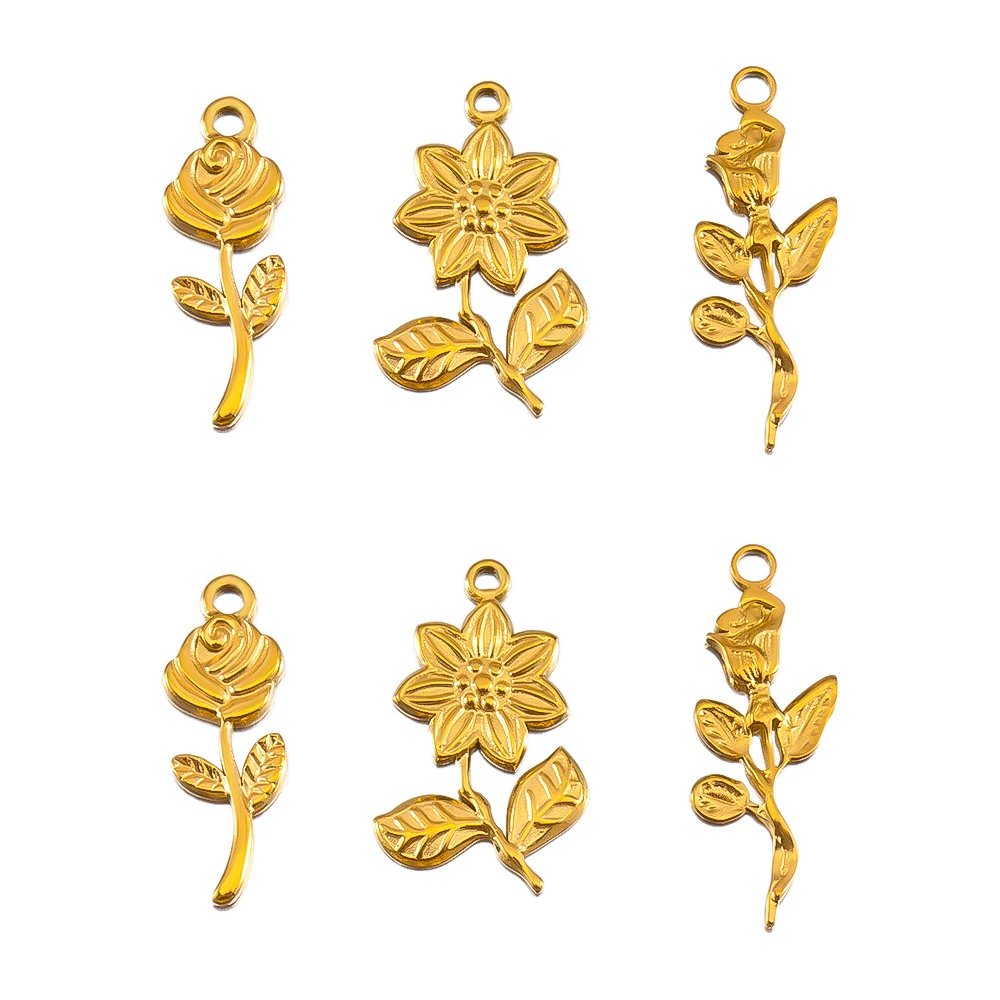 2pcs 5pcs Stainless Steel Flower Butterfly Love Heart Bow Pendent for DIY Necklace Earring Gift Jewelry Making Accessories