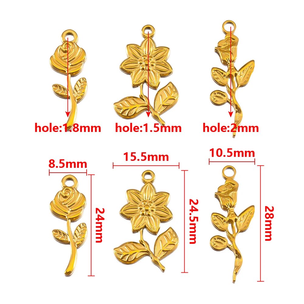 2pcs 5pcs Stainless Steel Flower Butterfly Love Heart Bow Pendent for DIY Necklace Earring Gift Jewelry Making Accessories