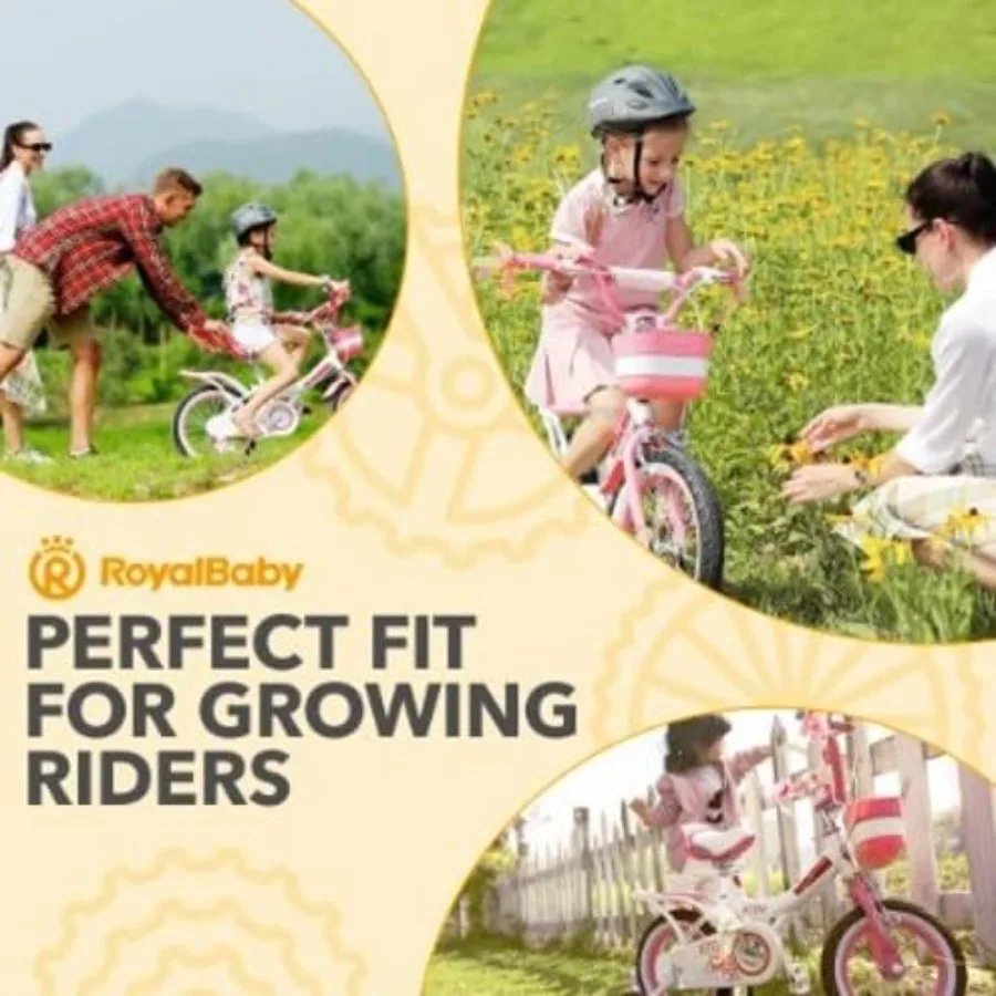 Princess Girls Bike 12 14 16 18 20 Inch Bicycle with Basket for Age 3-12 Years Pink Aluminum Frame Lightweight Design Easy to R