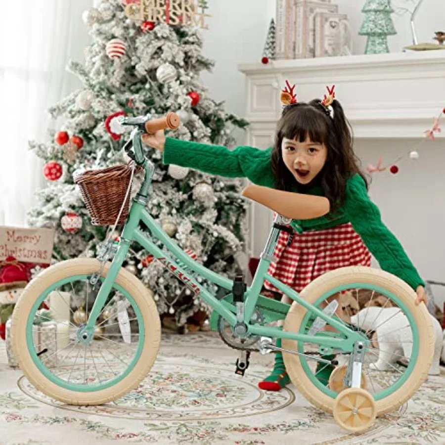 Girls Bike with Basket Bicycle for 3-13 Years Included Coaster Brake Caliper Brake 14 16 18 Inch with Training Wheels 20 24 26