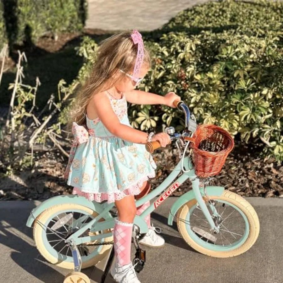 Girls Bike with Basket Bicycle for 3-13 Years Included Coaster Brake Caliper Brake 14 16 18 Inch with Training Wheels 20 24 26