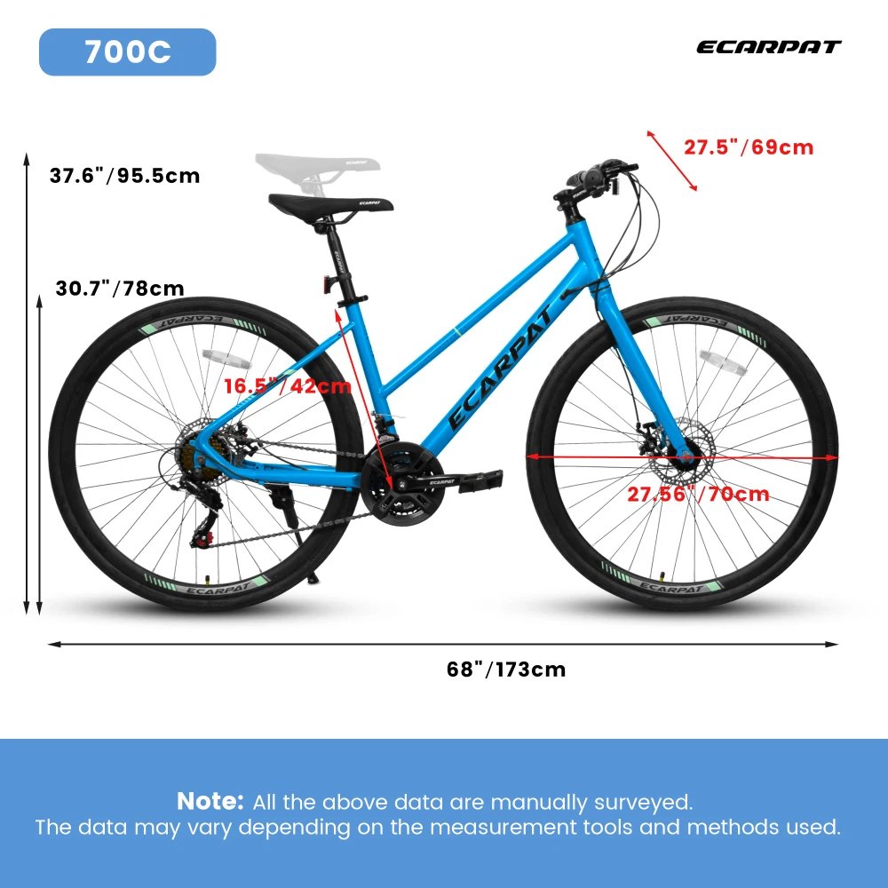 700C Urban Road Kids Bike 21 Speed Gear System Disc Brakes Wide 700x35C Tires Aluminum Alloy Wheels for Adults Commuting Bicycle