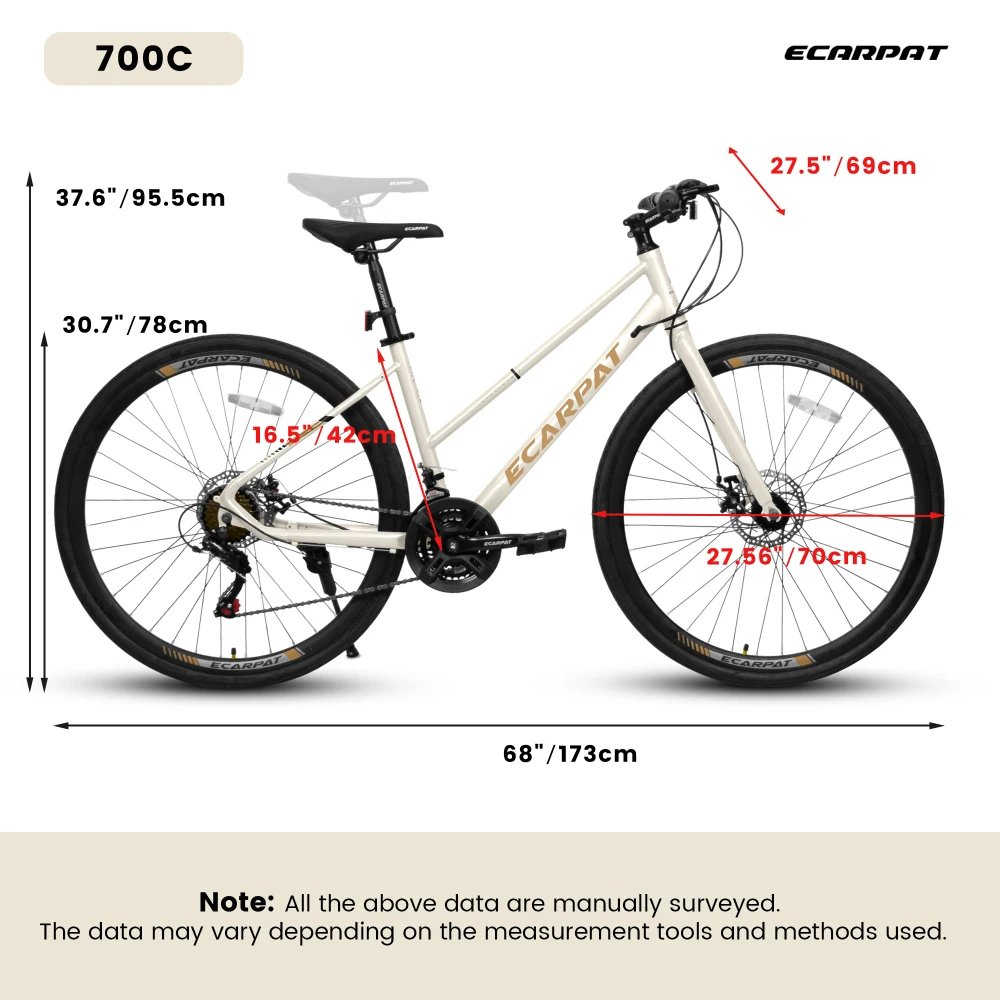 700C Urban Road Kids Bike 21 Speed Gear System Disc Brakes Wide 700x35C Tires Aluminum Alloy Wheels for Adults Commuting Bicycle