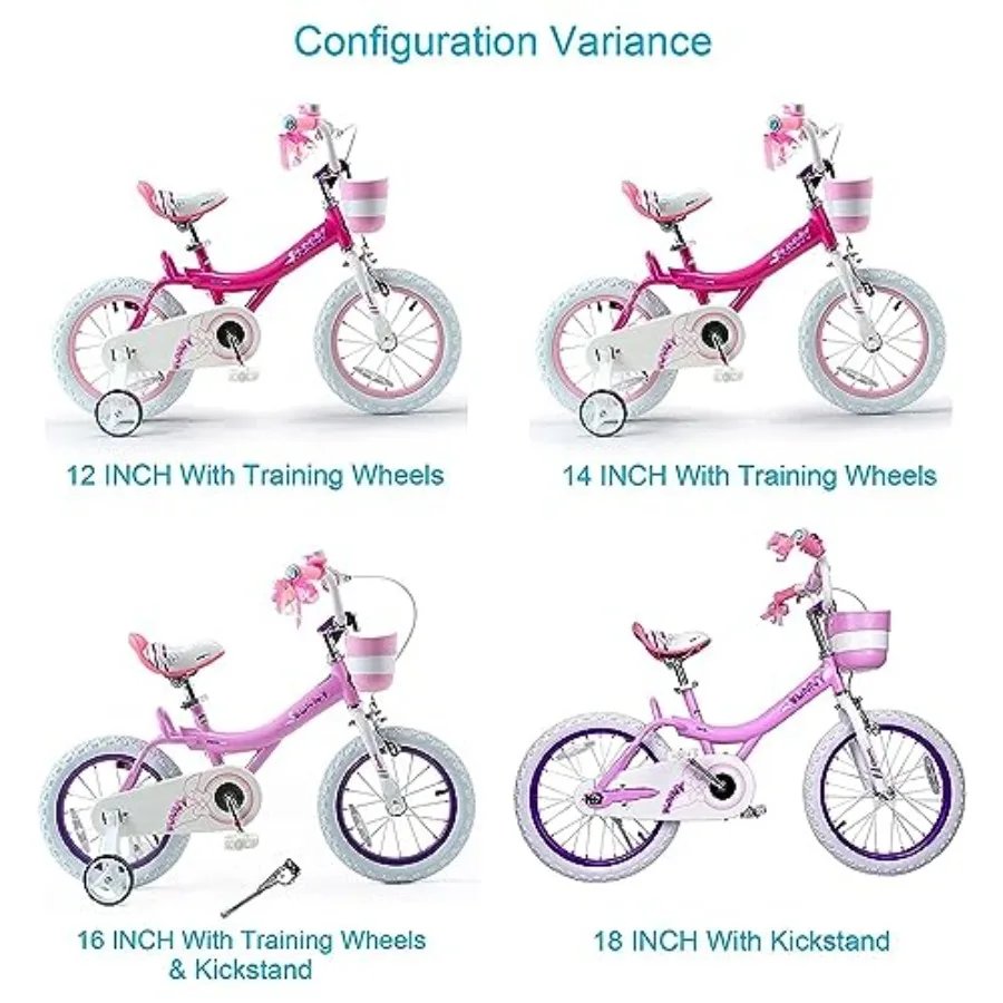 Princess Girls Bike 12 14 16 18 20 Inch Bicycle with Basket for Age 3-12 Years Pink Lightweight Aluminum Frame Easy to Ride