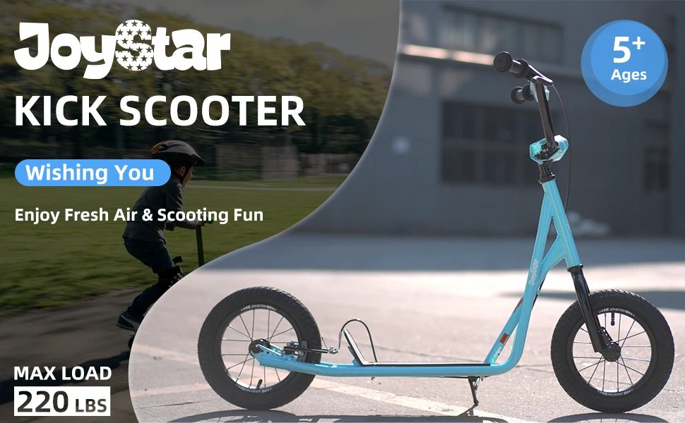 JOYSTAR Kick Scooter for Ages 5-9 Years Old Kids with 12 Inch Front and Rear Wheel, Rear V-Brake and Adjustable Handlebar