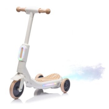 2in1 Kids Ride On Three-Wheel Electric Scooter Tail Color Lights Wider Pedal With Music One Button Acceleration For Kids 3+