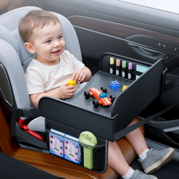 Child Car Dining Drawing Table Leather Universa Safety Seat Tray Backseat Children Table Tool Toys Phone Storage Pocket Lap Desk