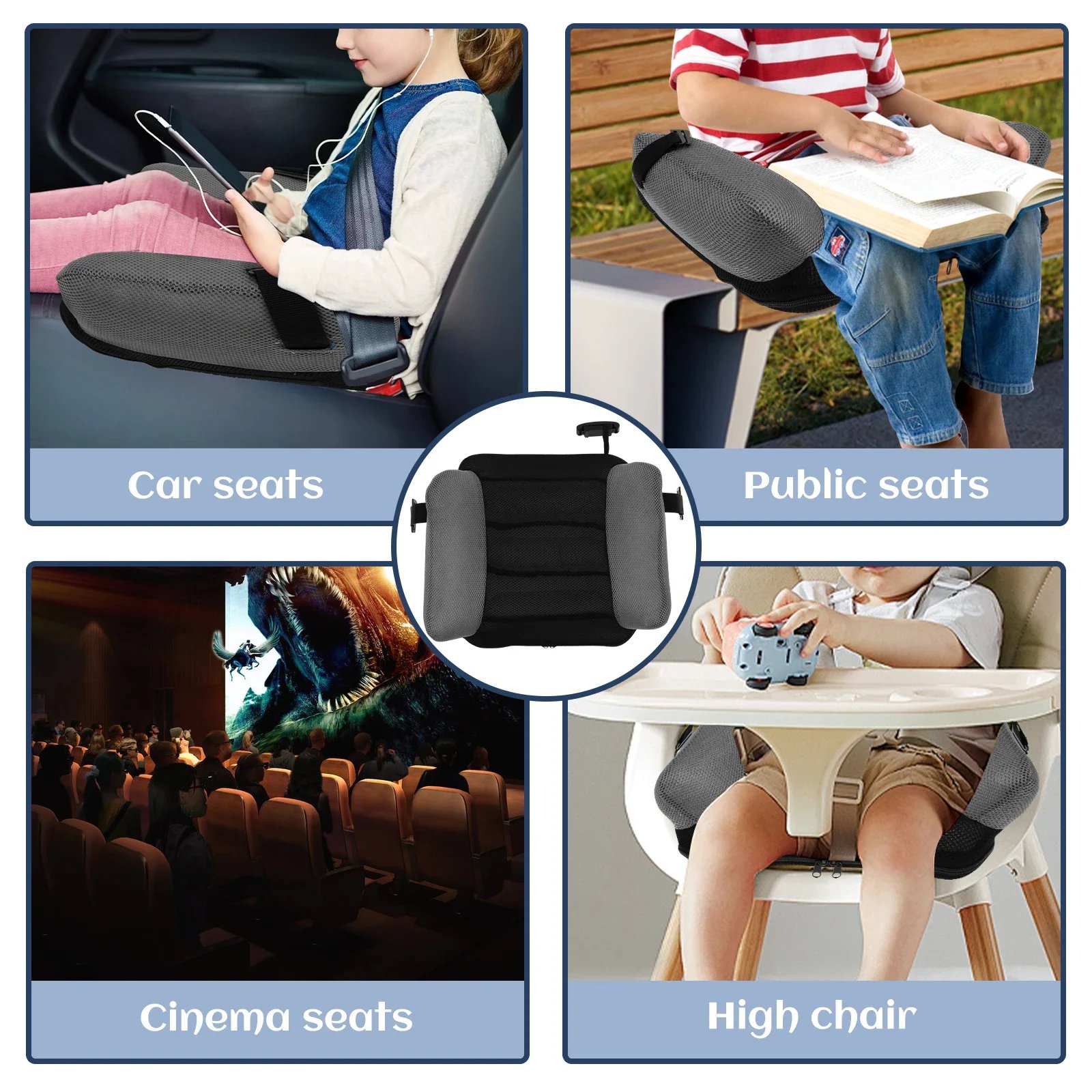 Portable Inflatable Booster Car Seat PVC Travel Inflatable Seat Cushion Comfortable Narrow Backless Booster Car Seat for Kids