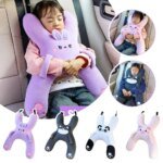 1Set Car Cute Cartoon Pillow Car Mounted Child Sleeping Pillow Car Removable Comfortable Breathable Headrest Lumbar Support