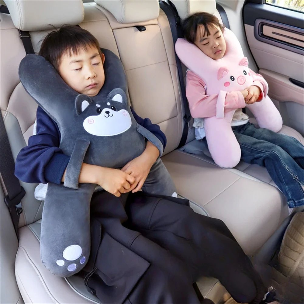 Car Cute Cartoon Pillow Car Mounted Child Sleeping Pillow Car Removable Comfortable Breathable Headrest Lumbar Support