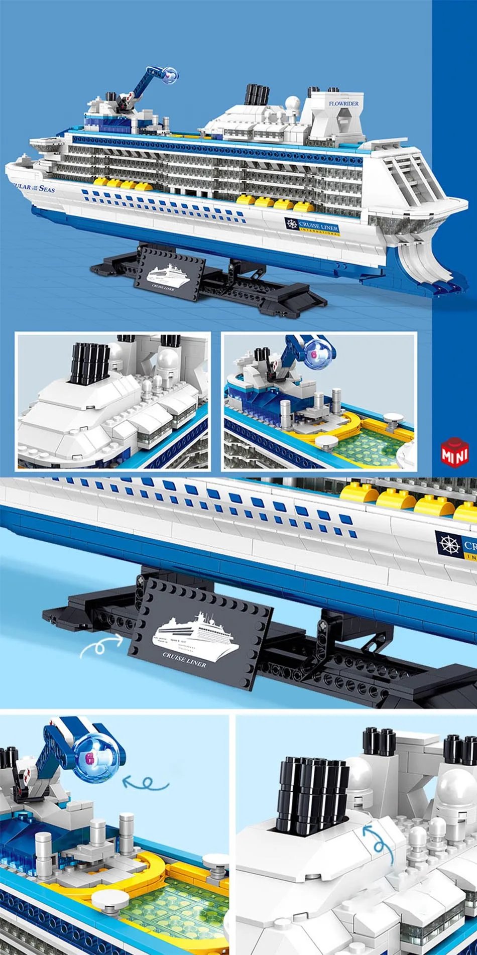 City 2428Pcs Cruise Liner Ship Sailing Boat Mini Model Building Blocks Creative Big Ocean Vessels Bricks MOC Toys Children Gifts