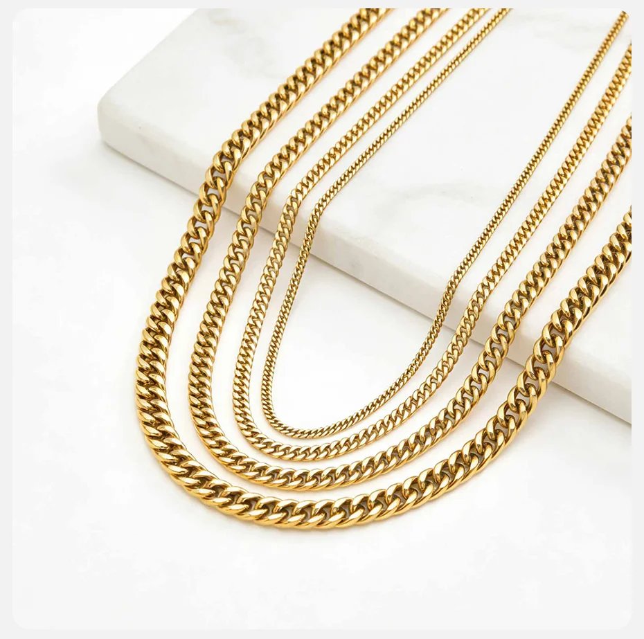 Vnox 3/5/7/9mm Thick Cuban Chain Necklaces for Men Women,Simple Miami Curb Links Collar,Waterproof Stainless Steel Unisex Chain