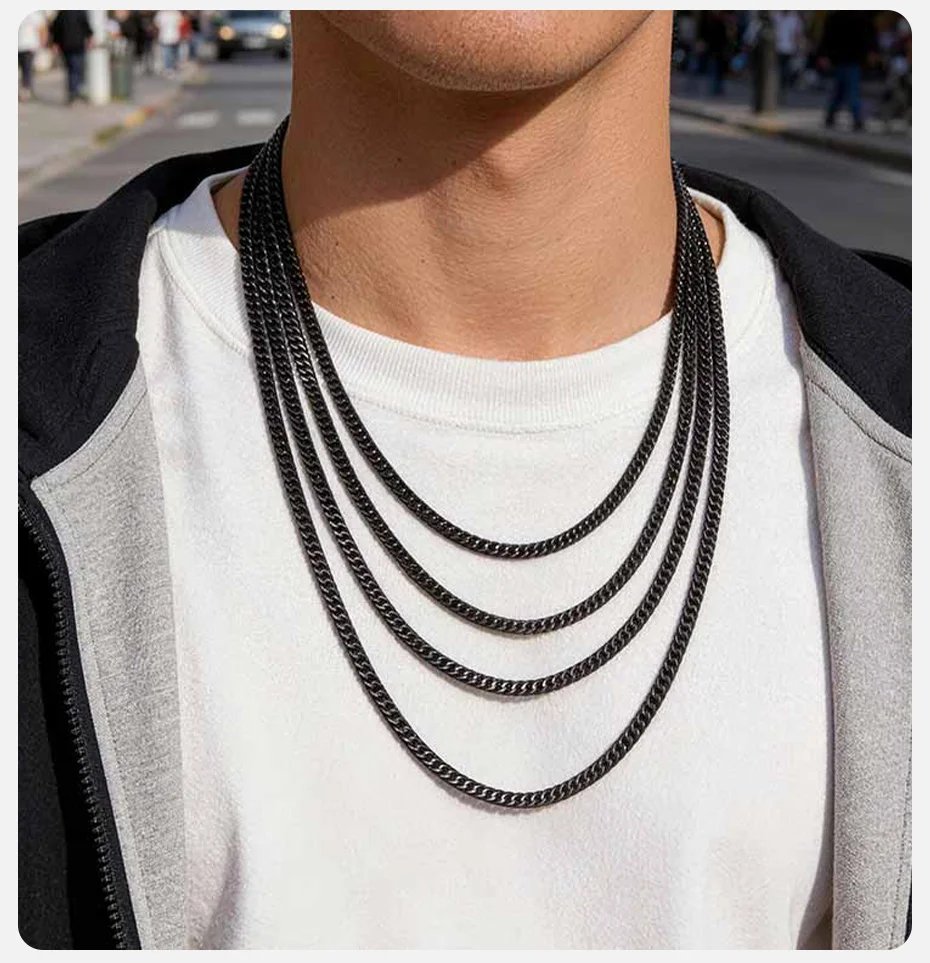 Vnox 3/5/7/9mm Thick Cuban Chain Necklaces for Men Women,Simple Miami Curb Links Collar,Waterproof Stainless Steel Unisex Chain