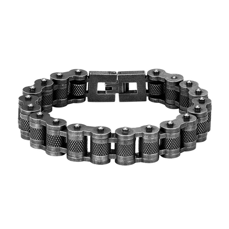 Punk Knight Bracelet Men Stainless Steel Motorcycle Bike Chain Black Wristband Hand Accessories Retro Jewelry Gifts Dropshipping