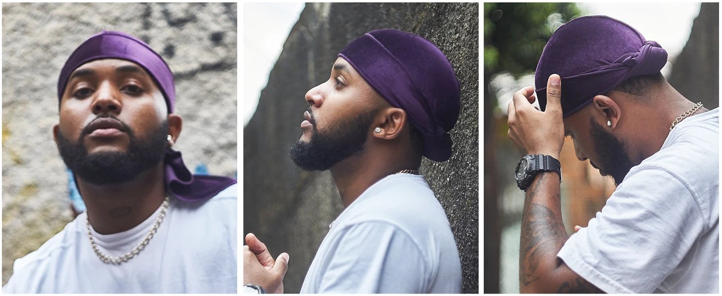 1-4Pcs New Silk Plus (High-Density) Durag Bandana Turban Hat Men Breathable Long Tail Doo Rag for men Durags Pirate Hat Headband