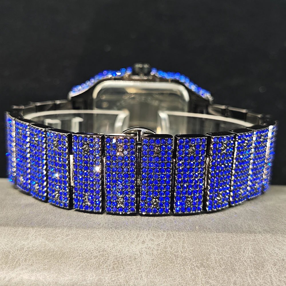 Hot UNIGUET Men's Square Watch Luxury Hip Hop Diamond Jewelry Waterproof Stainless Steel Quartz Wristwatch Fashion Man Accessory