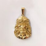 18K Gold Plated Stainless Steel Jesus Pendant - Classic Hip Hop Style, Ideal Men's Gift for Daily Wear