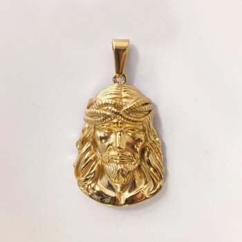 18K Gold Plated Stainless Steel Jesus Pendant - Classic Hip Hop Style, Ideal Men's Gift for Daily Wear