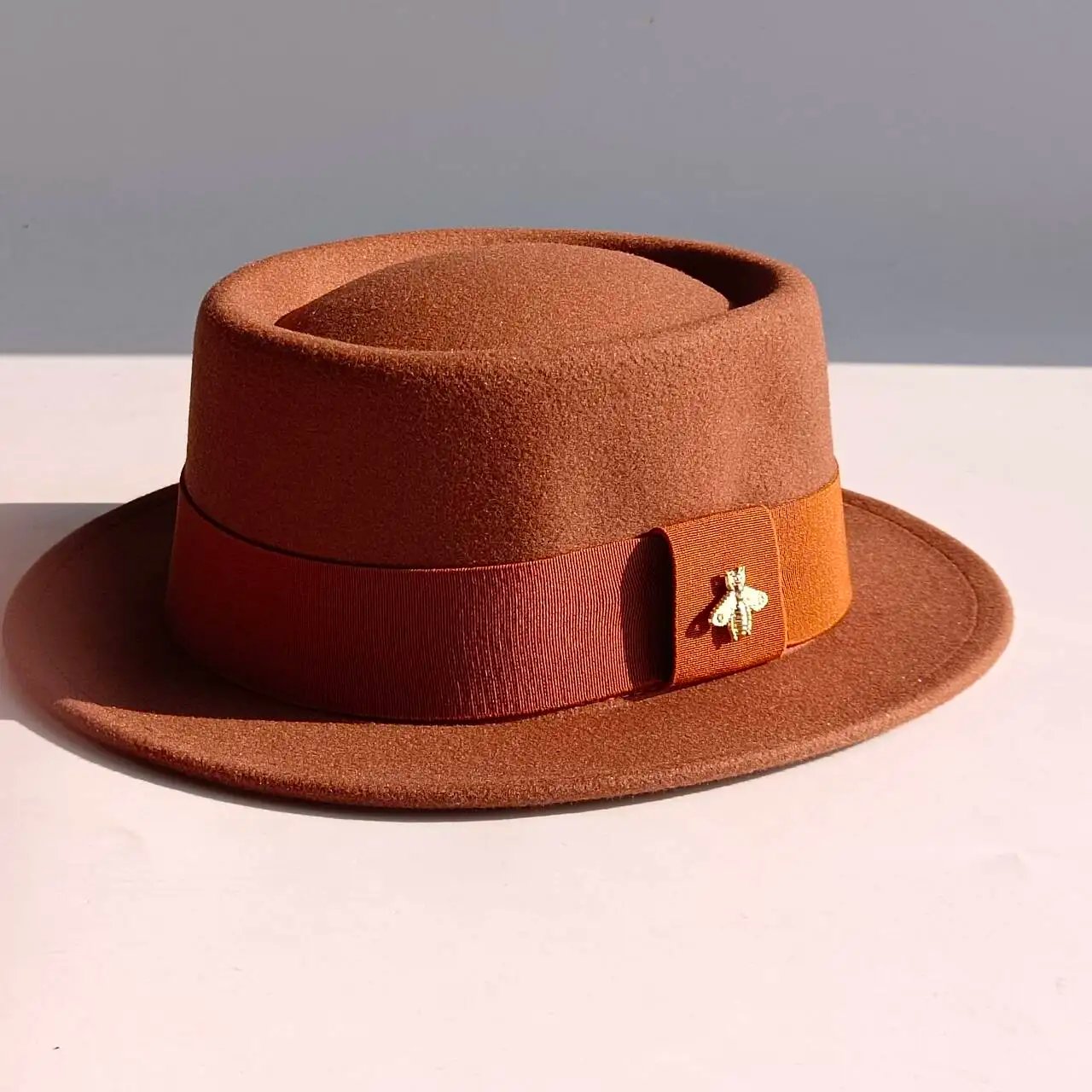 Pork Pie hat  Wide Brim Fedora Hat Men's Fashion Autumn/Winter Wedding Hat Jazz Hat  sombrero hombre chapeau femme luxe