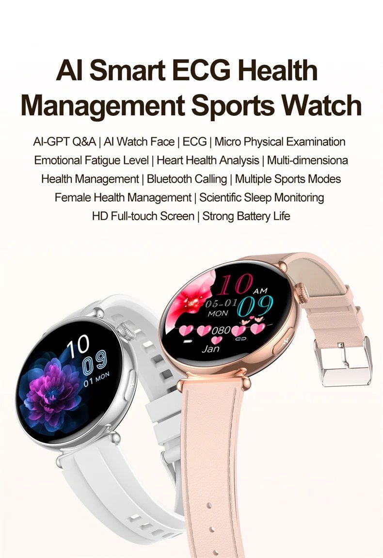 Women Smartwatch 1.32inch AMOLED Screen Call ECG Sport Watch Blood Pressure Micro physical examination AI dial Women Smart Watch