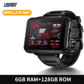LOKMAT APPLLP 5 MAX Android Watch Phone Square Big Screen Wifi 4G Calls Smartwatches Dual Camera with Flashlight Gaming Watch