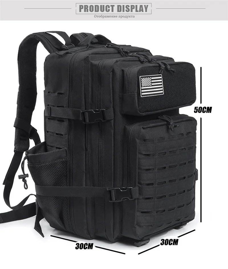 25L/45L Tactical Backpack for Men and Women Outdoor Survival Bug Out Bag Small School Rucksack Hking with Bottle Holder