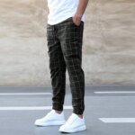 2025 New Men Leg Tight Pants 2025 Summer New Checkered Business Casual Pants Outdoor Elastic Breathable Leg Tight Sports Pants