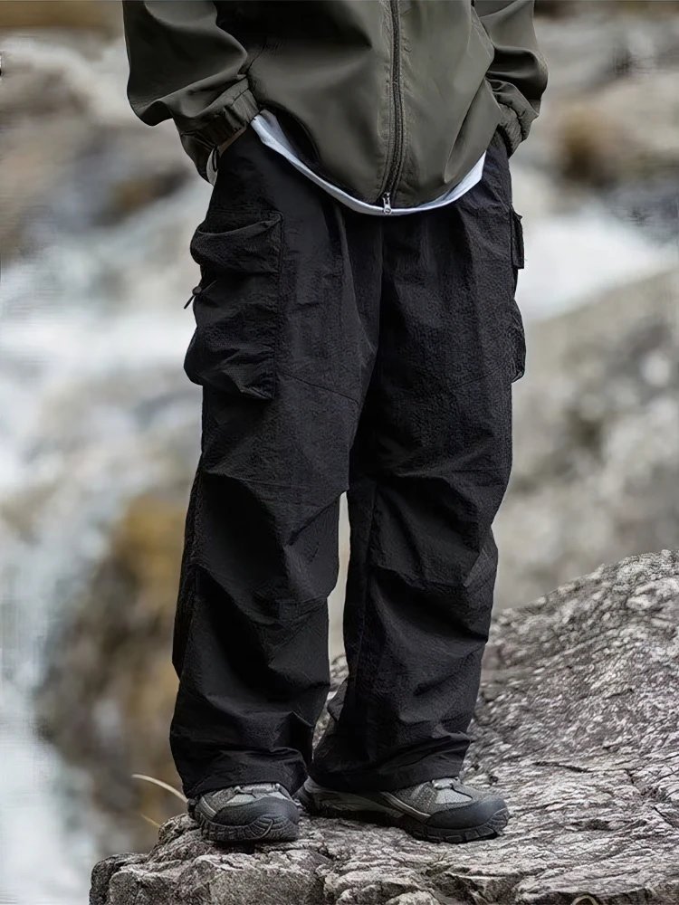 Spring Summer Baggy Cargo Hiking Pants Men Waterproof Casual Sport Jogging Parachute Pants Outdoor Wide leg Trousers
