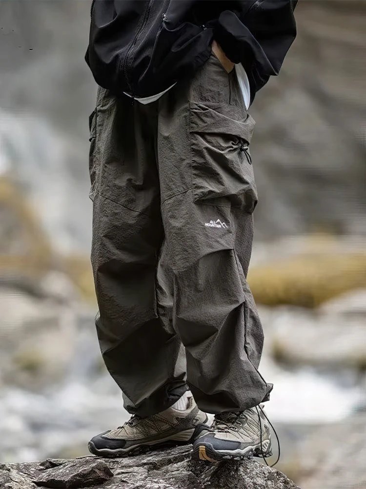 Spring Summer Baggy Cargo Hiking Pants Men Waterproof Casual Sport Jogging Parachute Pants Outdoor Wide leg Trousers