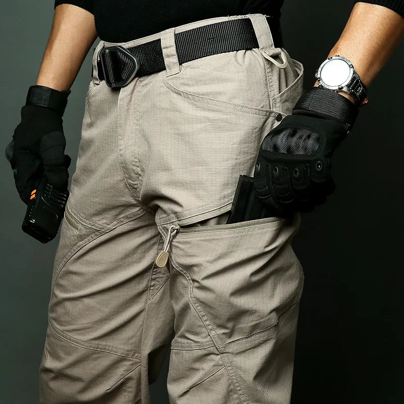 Men’s Stretch Tactical Pants  Water Resistant  Cotton Outdoor Work Cargo Pants Multi-Pocket Lightweight Combat Hiking Pants