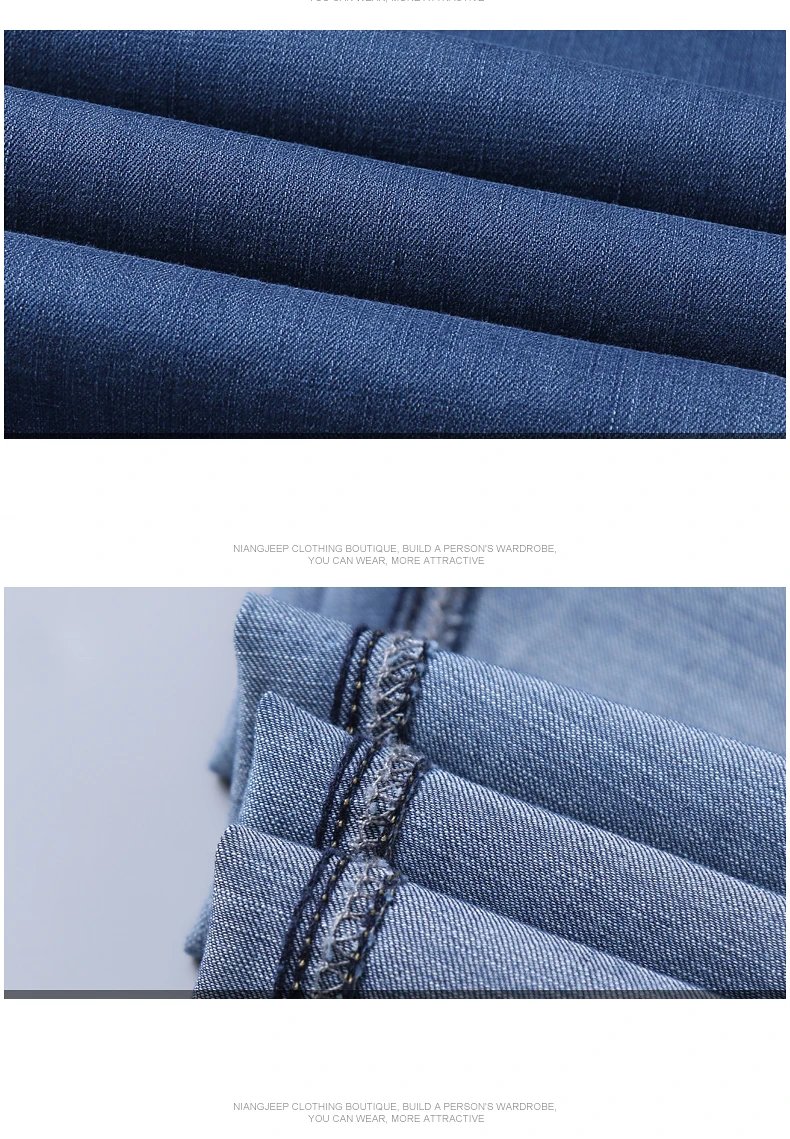 Summer New Elastic Men's Jeans Fashion Comfortable Business Straight Stretch Cotton Casual Denim Pants Brand Male Thin Trousers