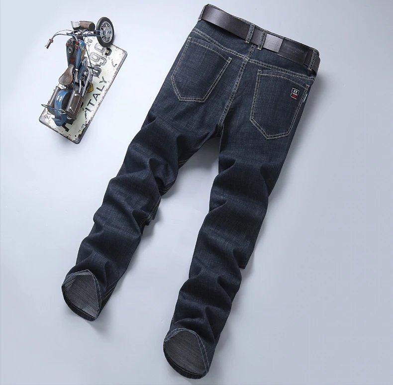Summer New Elastic Men's Jeans Fashion Comfortable Business Straight Stretch Cotton Casual Denim Pants Brand Male Thin Trousers