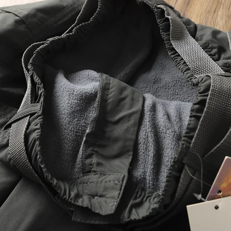 Outdoor Workwear Pants Men's Loose Fleece Lined Thick Soft  Hiking Pants Windproof Waterproof Polyester Fiber Straight Leg