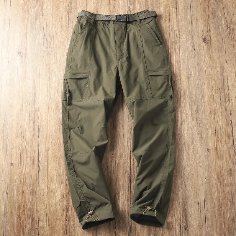 Outdoor Workwear Pants Men's Loose Fleece Lined Thick Soft  Hiking Pants Windproof Waterproof Polyester Fiber Straight Leg
