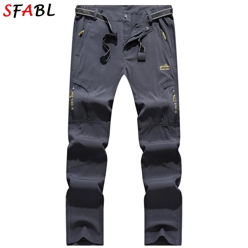 SFABL 5XL Summer Quick Dry Hiking Pants Men Stretch Waterproof Tactical Pants Zipper Pockets Trousers Lightweight Fishing Pants