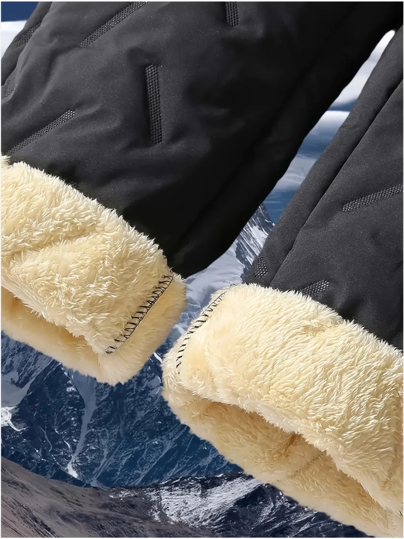 Men's Winter Hiking Pants Set Thickened Cold-proof Warm Plush Fleece-lined Outdoor Two-piece Trousers for Cold Weather