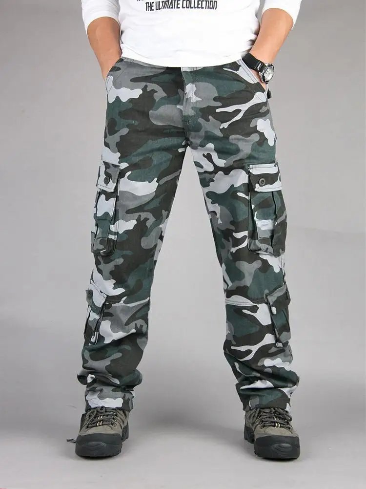 Men's Tactical Camouflage Overalls High-Quality Cotton Multi-Pocket Trousers Sports Training Casual Work Pants