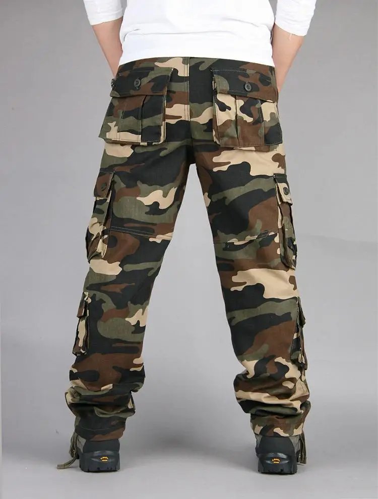Men's Tactical Camouflage Overalls High-Quality Cotton Multi-Pocket Trousers Sports Training Casual Work Pants