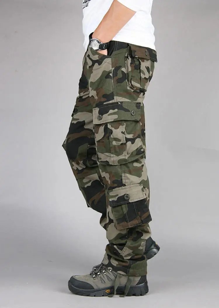 Men's Tactical Camouflage Overalls High-Quality Cotton Multi-Pocket Trousers Sports Training Casual Work Pants