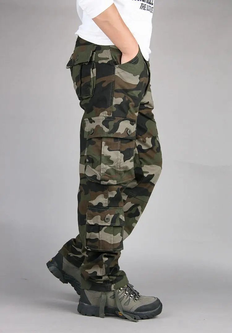 Men's Tactical Camouflage Overalls High-Quality Cotton Multi-Pocket Trousers Sports Training Casual Work Pants