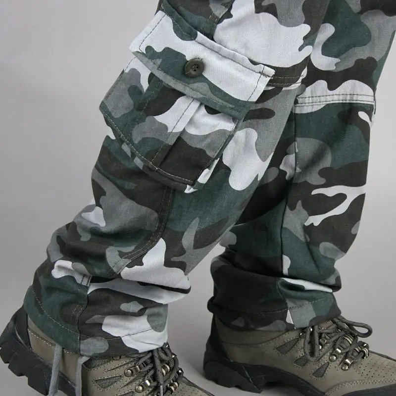 Men's Tactical Camouflage Overalls High-Quality Cotton Multi-Pocket Trousers Sports Training Casual Work Pants