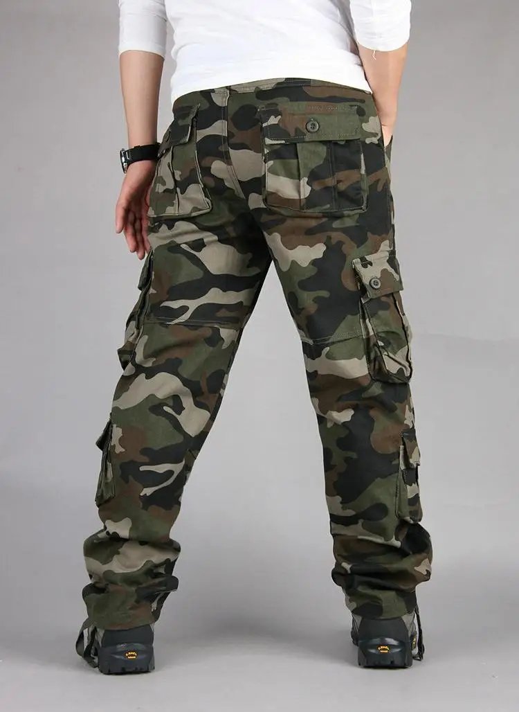 Men's Tactical Camouflage Overalls High-Quality Cotton Multi-Pocket Trousers Sports Training Casual Work Pants