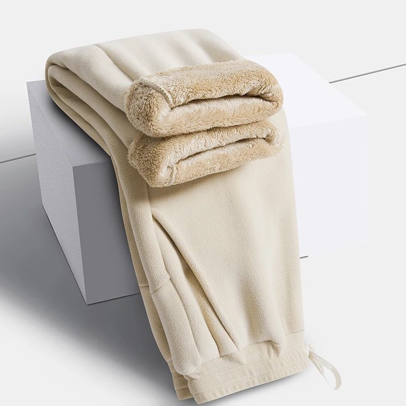 YJKVUR Unisex 2026 Winter New Oversize Pants Men Women Warm Fleece Liner Drawstring Trousers Casual Comfortable Gym Sweatpants