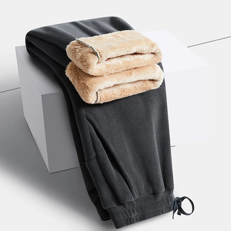 YJKVUR Unisex 2026 Winter New Oversize Pants Men Women Warm Fleece Liner Drawstring Trousers Casual Comfortable Gym Sweatpants