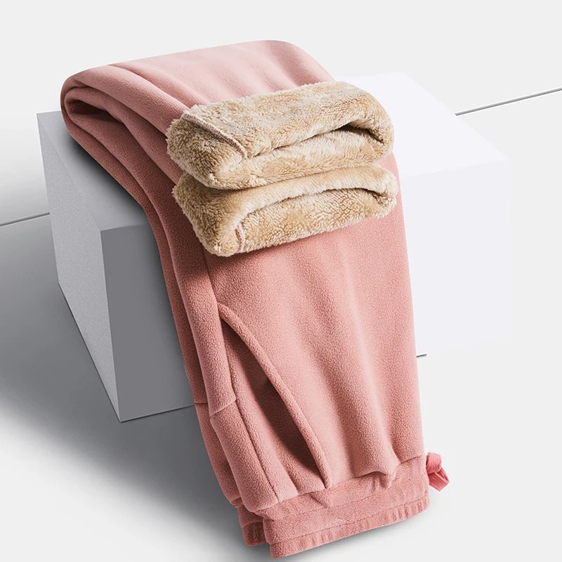 YJKVUR Unisex 2026 Winter New Oversize Pants Men Women Warm Fleece Liner Drawstring Trousers Casual Comfortable Gym Sweatpants