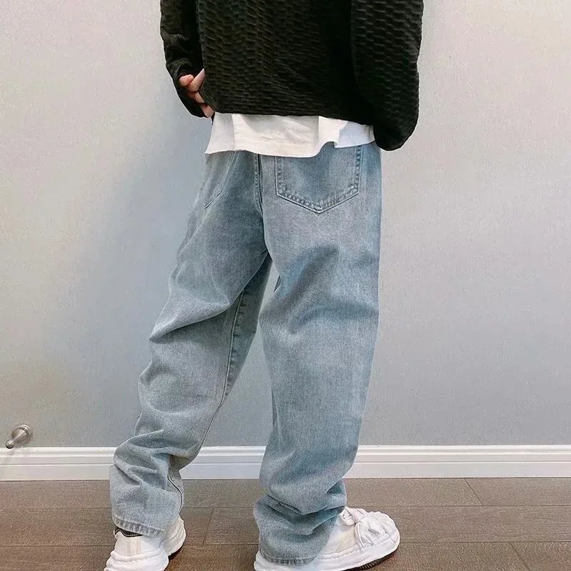 Prints Jeans Men 2023 New Streetwear Baggy Wide Leg Jeans Korean Fashion Drapes Straight Casual Loose Denim Cargo Pants