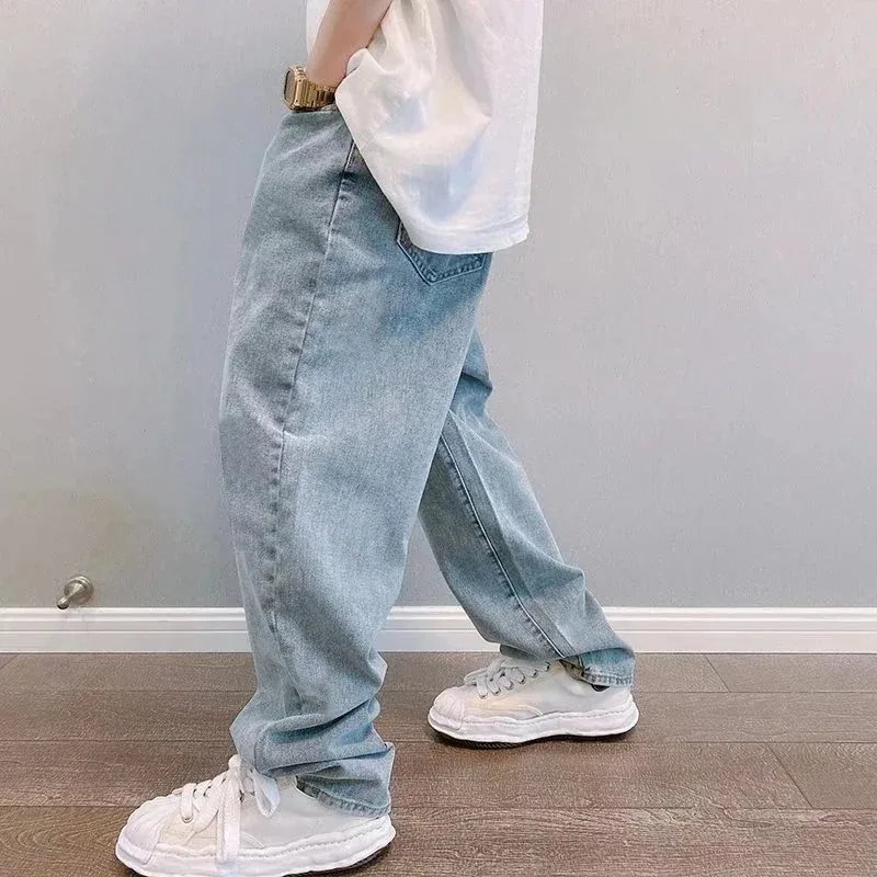 Prints Jeans Men 2023 New Streetwear Baggy Wide Leg Jeans Korean Fashion Drapes Straight Casual Loose Denim Cargo Pants