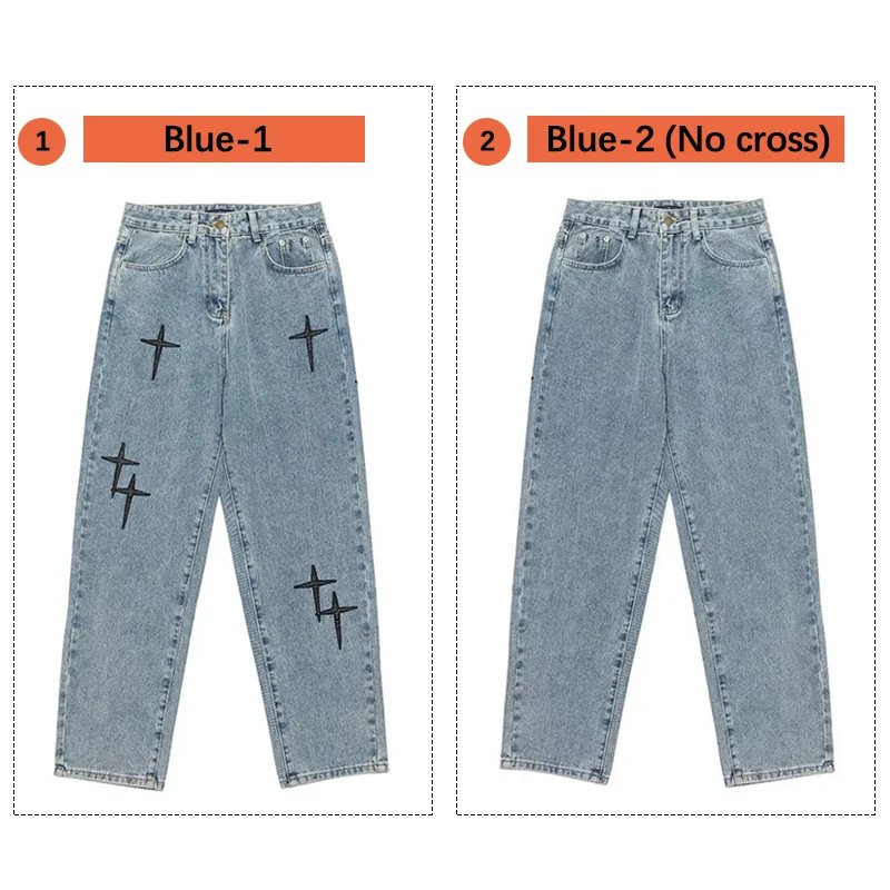 Prints Jeans Men 2023 New Streetwear Baggy Wide Leg Jeans Korean Fashion Drapes Straight Casual Loose Denim Cargo Pants