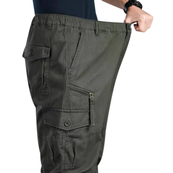 High Quality Men's Tactical Pants Elastic Waist Cargo Large Size Cotton Pants Multi-Pocket Trousers Sports Training Work Pants