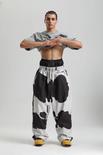 Gsou Snow 2025 Unisex Loose Fit Cargo Ski Pants - Waterproof Windproof Snowboard Trousers for Men & Women Winter Snow Gear